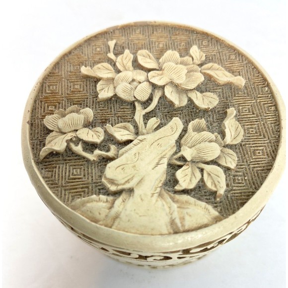 Vintage Japanese Trinket Jewelry Box Circa 1950s Romantic Colonial Couple Roses - Picture 5 of 6